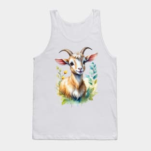 Goatling Love: Watercolor Farmyard Delight Tank Top